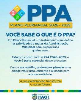 População é convidada a participar da construção do Plano Plurianual 2026–2029 População é convidada a participar da construção do Plano Plurianual 2026–2029